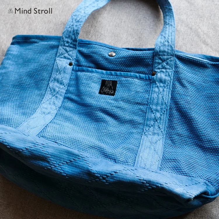 INDIGO Plant Blue Dyed Brazilian Jiujitsu Fabric Shoulder Bag Tote Bag  BJJ backpack Mind Stroll