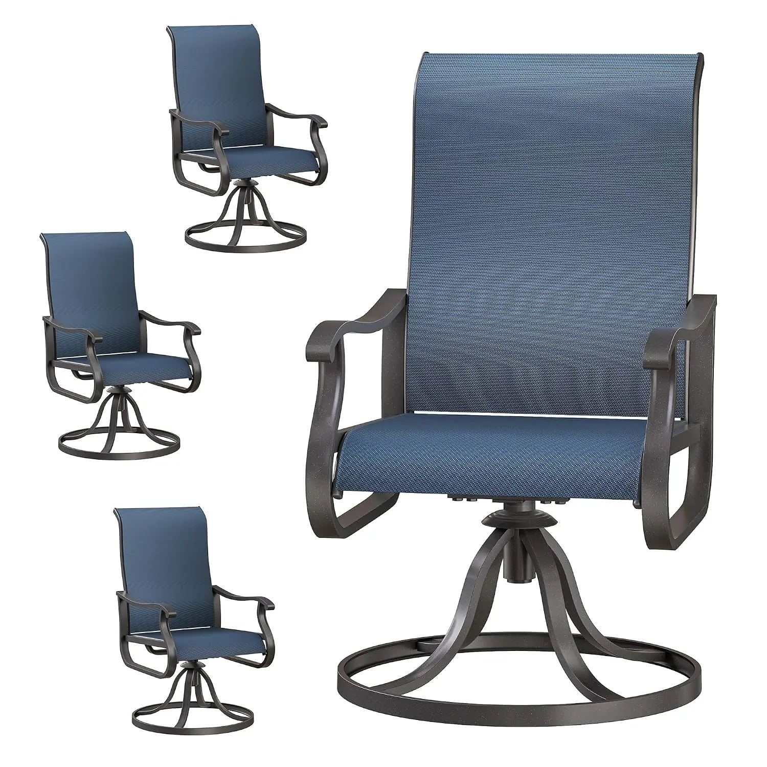 Patio Swivel Chairs Set of 4, Outdoor Rocking Dining Chairs with High Back, Customized