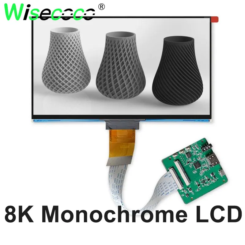 

8K Monochrome LCD Display 10.3 Inch 7680x4320 4% High Transmittance Mono Display HDMI-Compatible Driver Board For 3D Printers