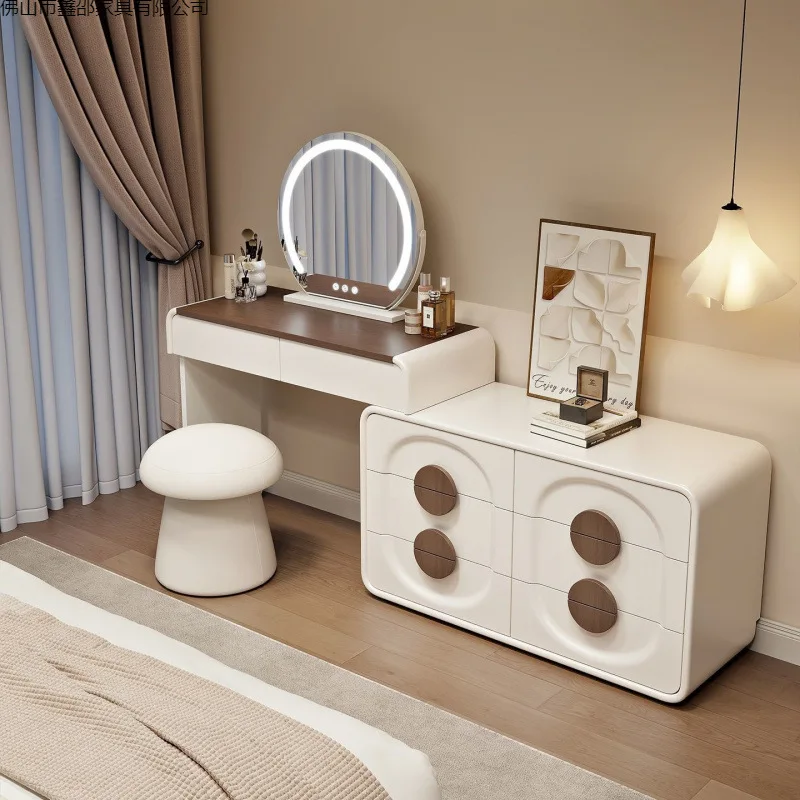 

2026 New Cream Wind Dresser Bedroom Modern Simple Wind Storage Cabinet Chest Integrated Smart Makeup Table, Etc