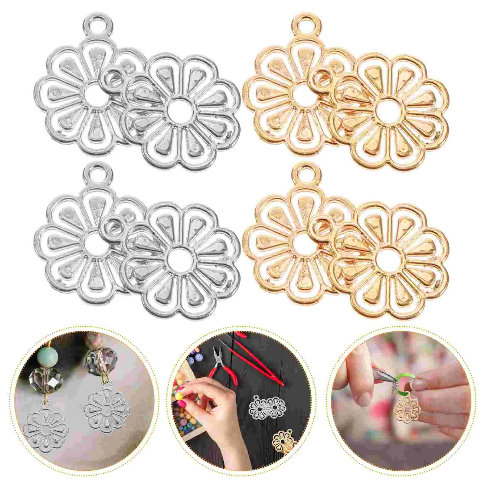 

100 Zinc Flower Jewelry Making Charms Charms Hollow Pendant Jewelry Making Necklace Bracelet Decor Craft Supplies Gifts