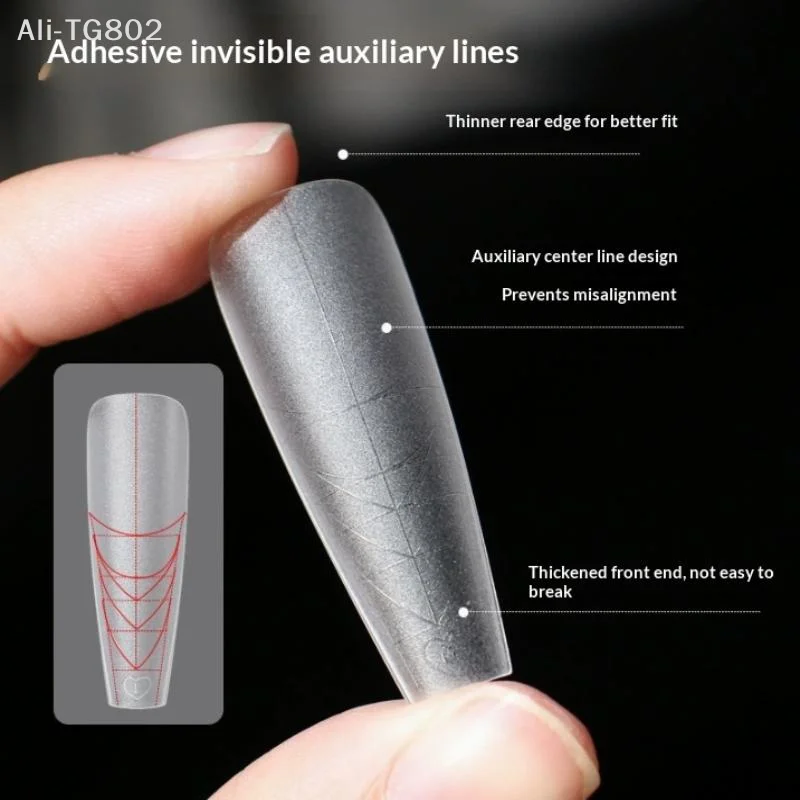 

240Pcs Almond Coffin Stiletto Gel Nail Tips Set with Auxiliary Lines for Press-On Nails Manicure Extension A-KE Nail Tips