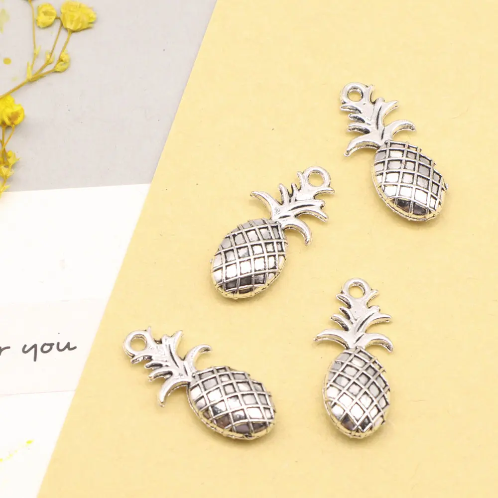 Pineapple Charms Pendants Jewelry Making Accesori Ladies Jewelry 23X10mm 5pcs Antique Silver Color