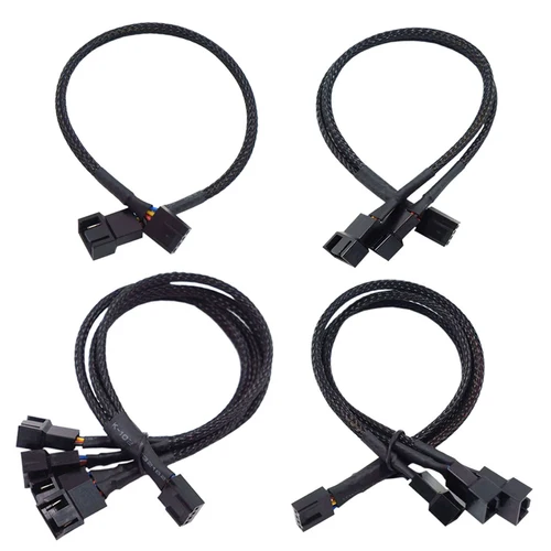 Imagen 2 del producto Cable de ventilador Pwm de 26cm y 4 pines, 1 a 1/2/3/4 vías, divisor de ventilador de CPU para ordenador, extensión de ventilador de PC, Cable de alimentación, ventilador de refrigeración Y divisor, 1 Uds.