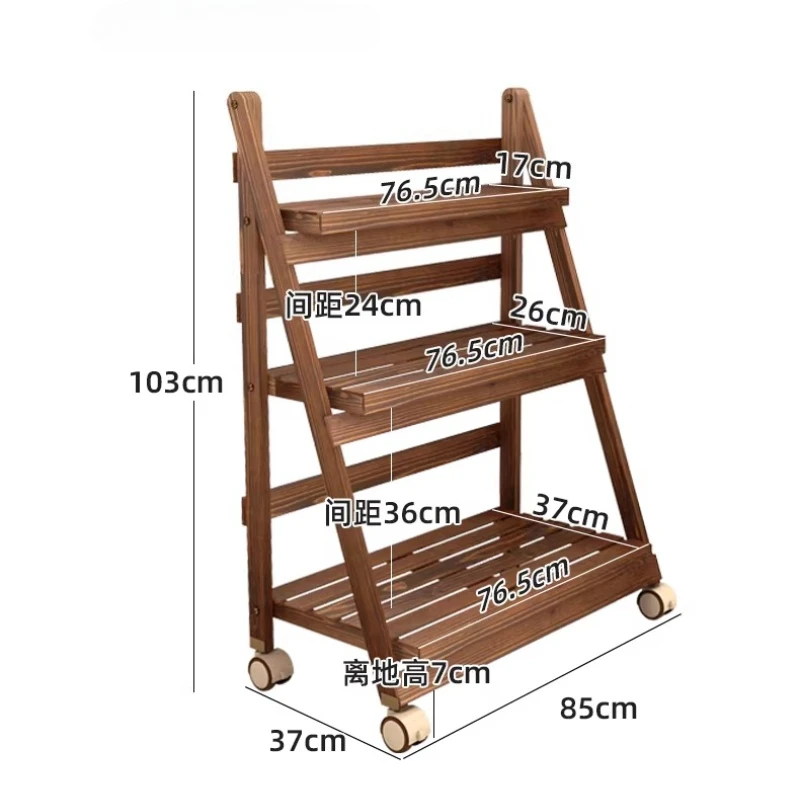 

Flower rack Balcony shelf Living room floor-to-ceiling Ladder movable flower Folding succulent flower pot