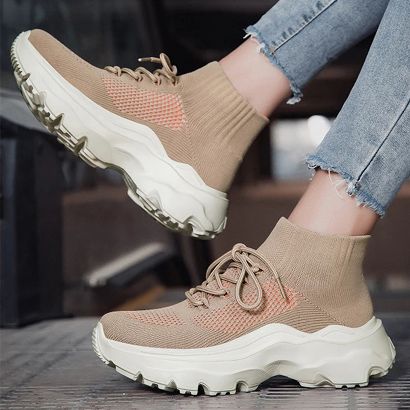 

Woman Platform Shoes 2024 Trend Barefoot Sock Sneakers Mid-Calf Chunky Casual Walking Shoes Sport Shoe Breathable Tenis De Mujer