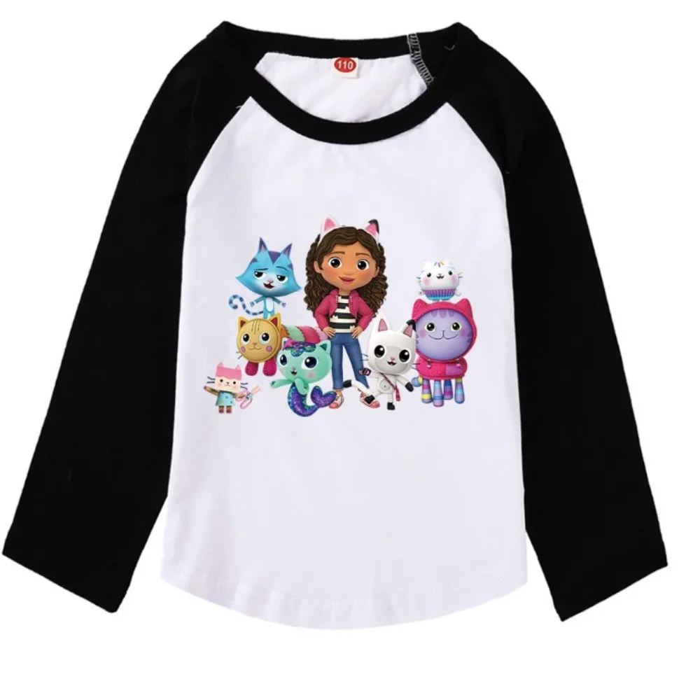 Gabys Dollhouse T Shirt Kids Cartoon Gaby Chat Tshirts Baby Girls Fall Long Sleeve Tops Boys Casual T-shirt Children's Clothing