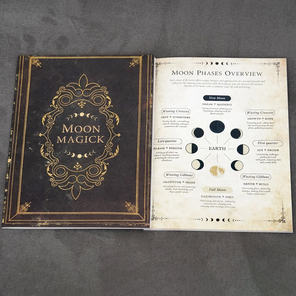 Moon Magic Journal Lunar Spellbook Grimoire Notebook for Witchcraft Ritual Planning Moon Phase Tracking Full Moon New Moon Manif image 4
