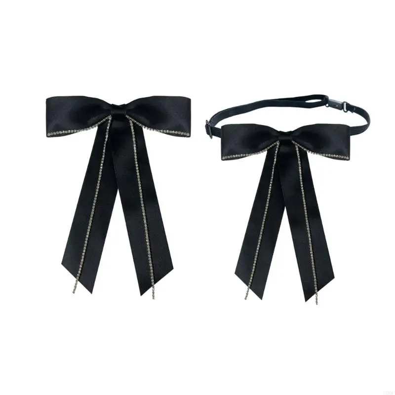 Assichi uniformi cravatta per le ragazze bowknot pin bowtie cravatta con