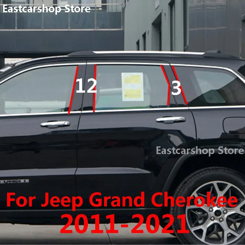 

For Jeep Grand Cherokee 2021 2020 2019 Car Door Window Middle Column Trim Decoration Protection Strip PC Sticker 2011-2018