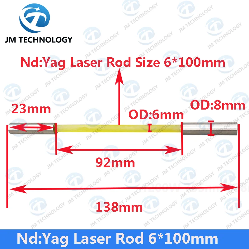 Nd:Yag Лазерный стержень 6*100 мм