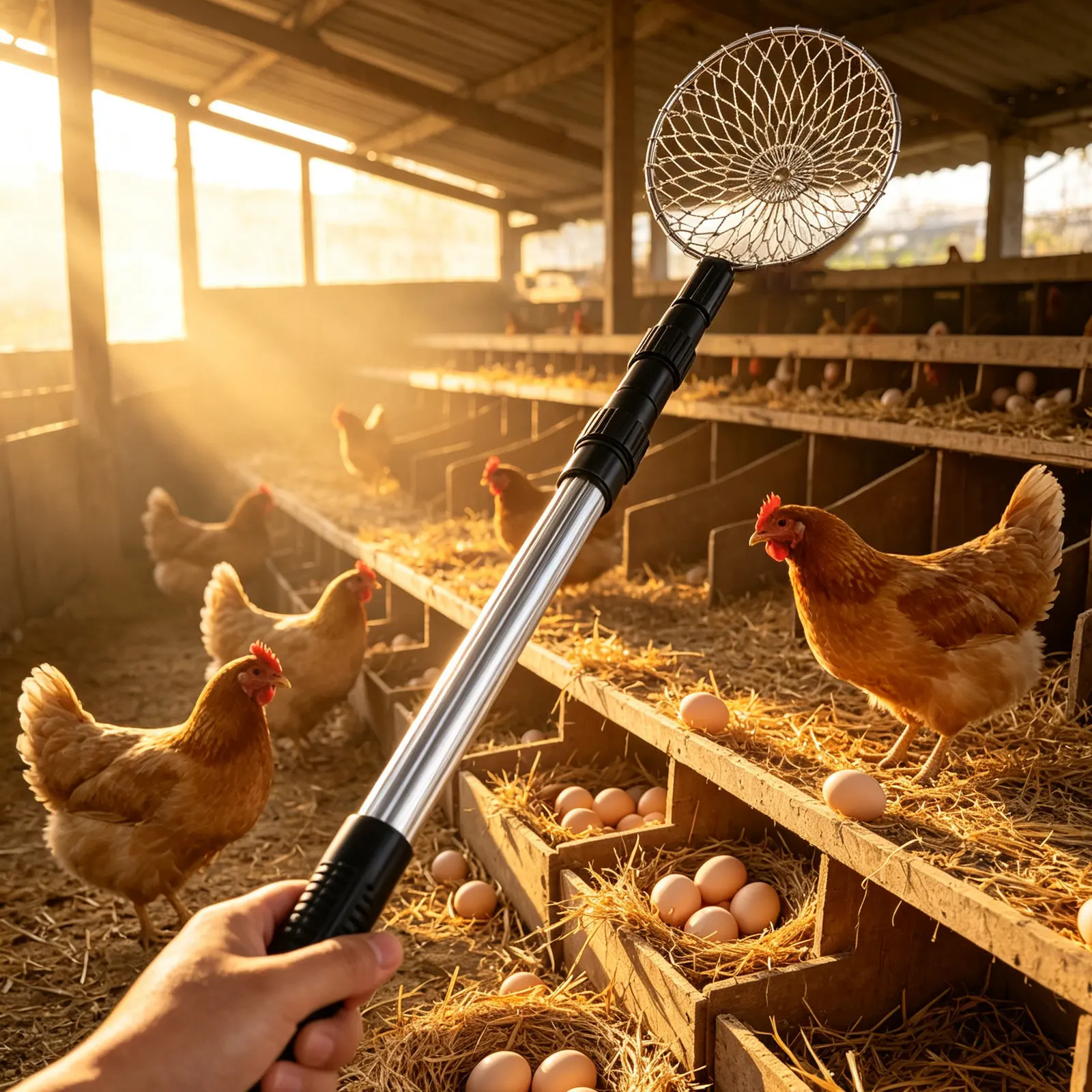 Telescoping Egg Grabber 3 Section Adjustable Stainless Steel Lightweight Non Slip Grip Poultry Egg Collector Farm Nest Box Tool