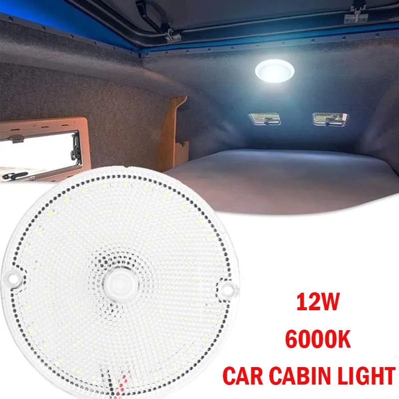 

Круглая лампа для чтения в салоне автомобиля с 60 светодиодами, 12В/24В, внутреннее освещение для автофургонов с большим выключателем, купольная лампа для автомобиля/грузовика/автодома/кемпера/фургона