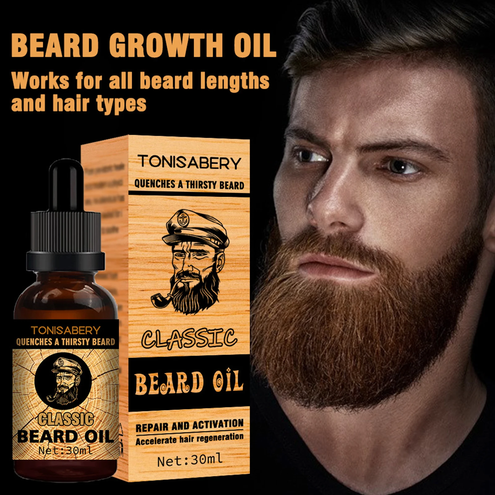 30ml Liquid Natural Effective Beard Growth Essential Oil Enhancer Nutrient Oil For Men Beard Growth Hair Loss Treatment Products