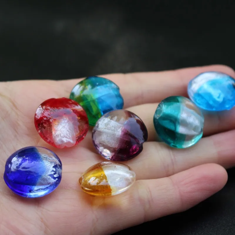 20mm Round  Lampwork glass beads Foil  Double Color Multi- color for jewelry Bracelet Necklace Earring Craft DIY Making Charms