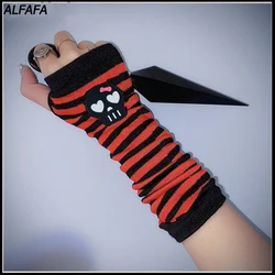 Y2k Fee Grunge Handschuhe Finger Halloween Zubehör Szene Kid Emo Mode Arm Wärmer Punk Gothic Lolita Fäustlinge Rock Schädel