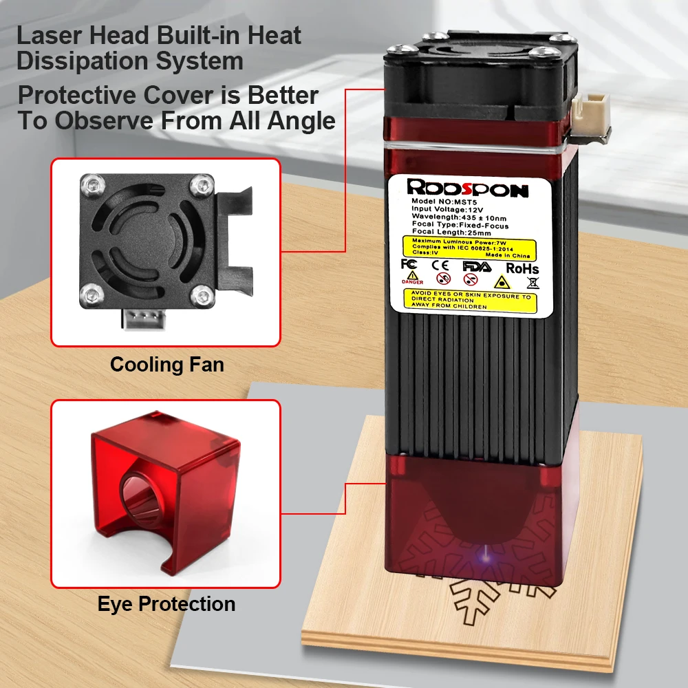 2.5W 7W Laser Engraver Machine 300x300mm Woodworking Tools 0.01mm High Precision Wood Cutter Laser Engraver