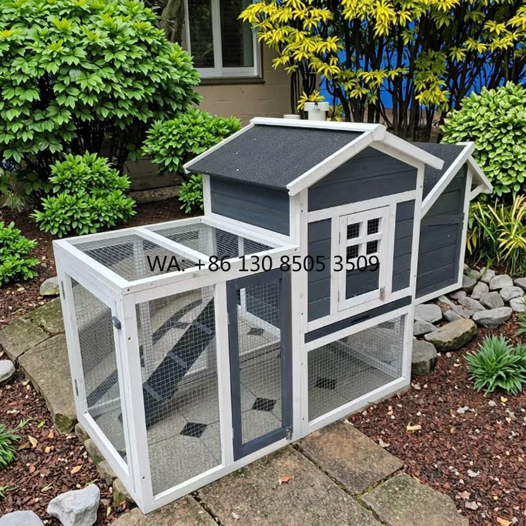 Mobile Wooden Chicken Coop Outdoor Hen House Durable Poultry Cage with Nesting Box Compact for Living Room & Small Spaces