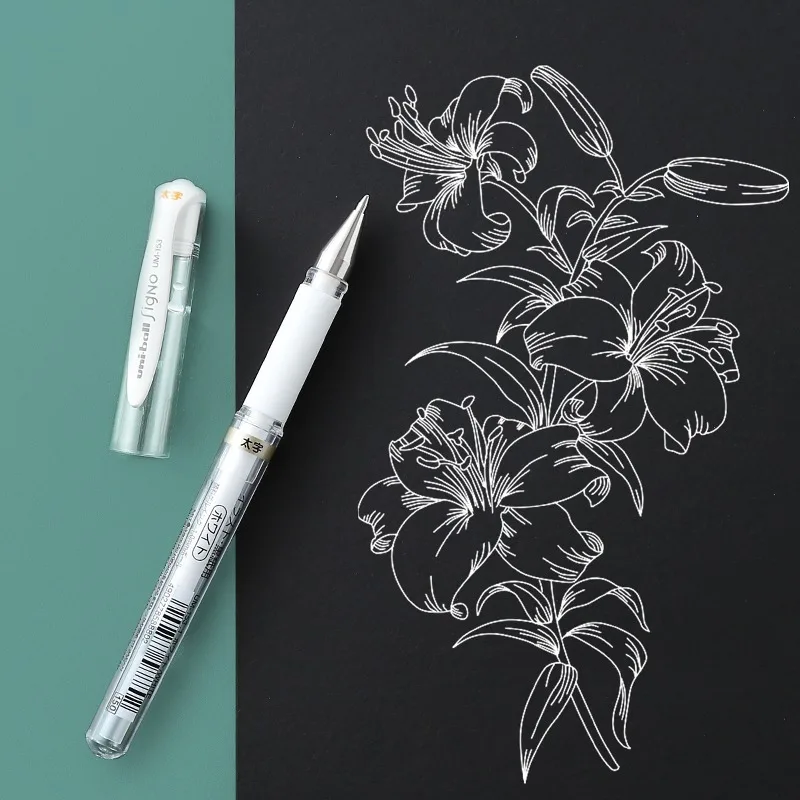 

1.0mm Highlighter Art-specific Gold/silver/white Watercolor Highlighter Hand-drawing Gel Pen Writing Waterproof Hook Line Pen