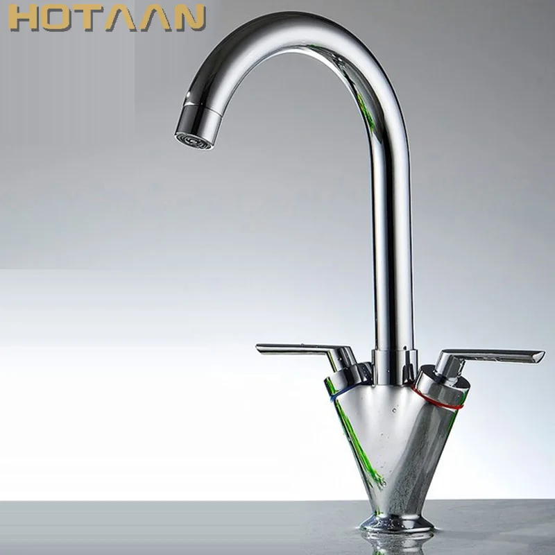 

Brass Quality Guarantee! double handle kitchen sink tap ,kitchen mixer,round swivel Kitchen Faucets,torneira YT-6041