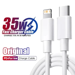 Original 35W PD Fast Charging Cable for iPhone 14 Plus 13 12 mini 11 Pro XS Max XR X USB-C to Lighting Quick Charger Data Cable