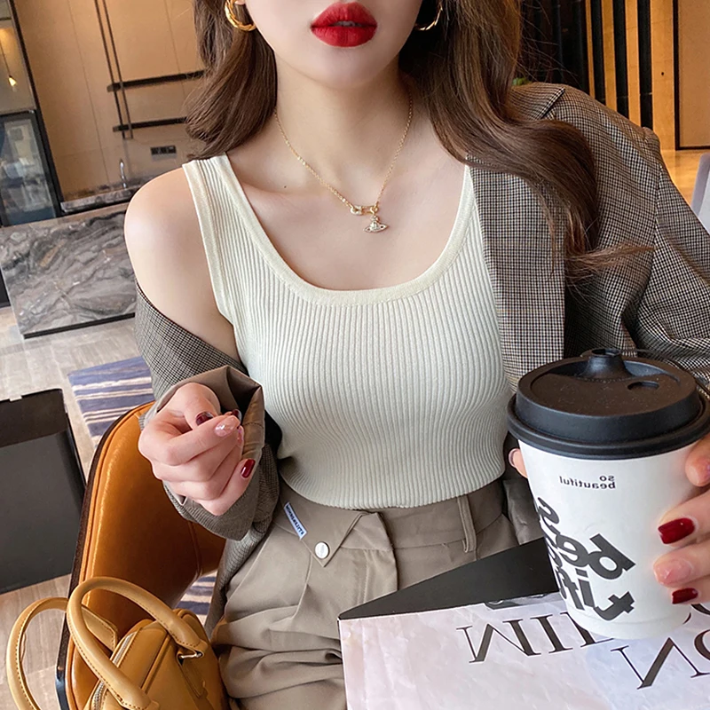 

Белый шелковый топ без бретелек для женщин: модный внутренний слой, широкий квадратный вырез, дышащий, тонкий, с коротким рукавом