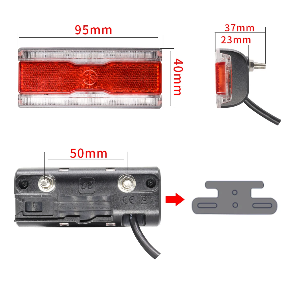 Ebike Brake Light And Turning Light Set Input 24V 36V 48V Electric Bike Scooter Headlight With Horn And Turn Tail Light