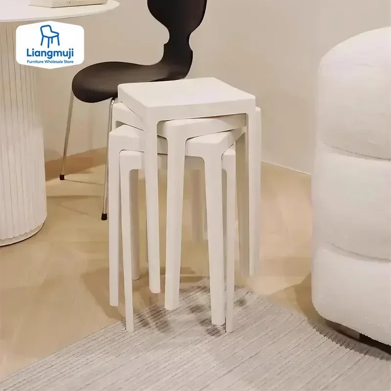 Banco alto y barato Para el hogar, taburete de Comedor, taburete Interior de cocina portátil, Sillas cuadradas de plástico Para Comedor, muebles de habitación