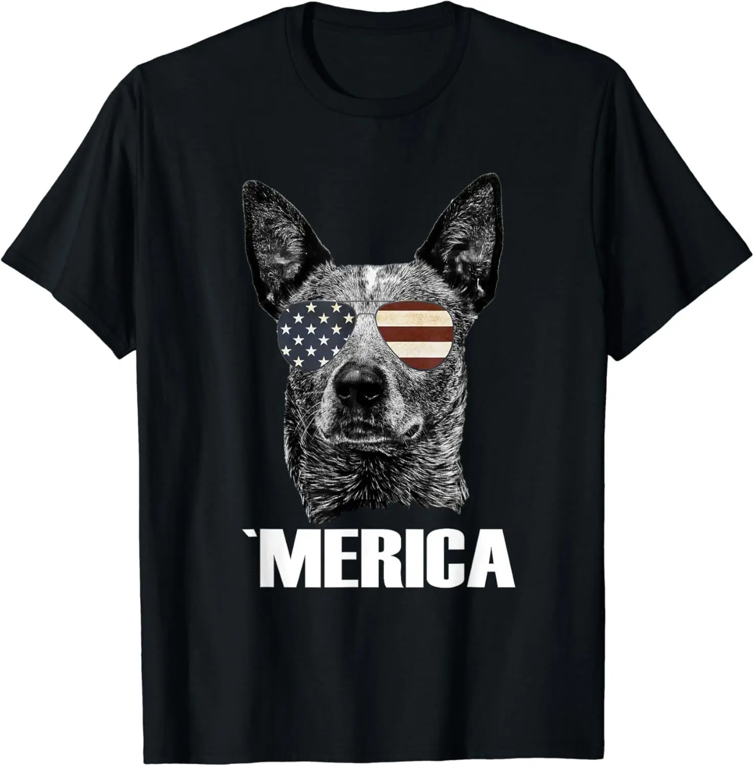 4th July Blue Heeler Dog Merica Patriotic USA Flag Cute Gift Unisex T-Shirt