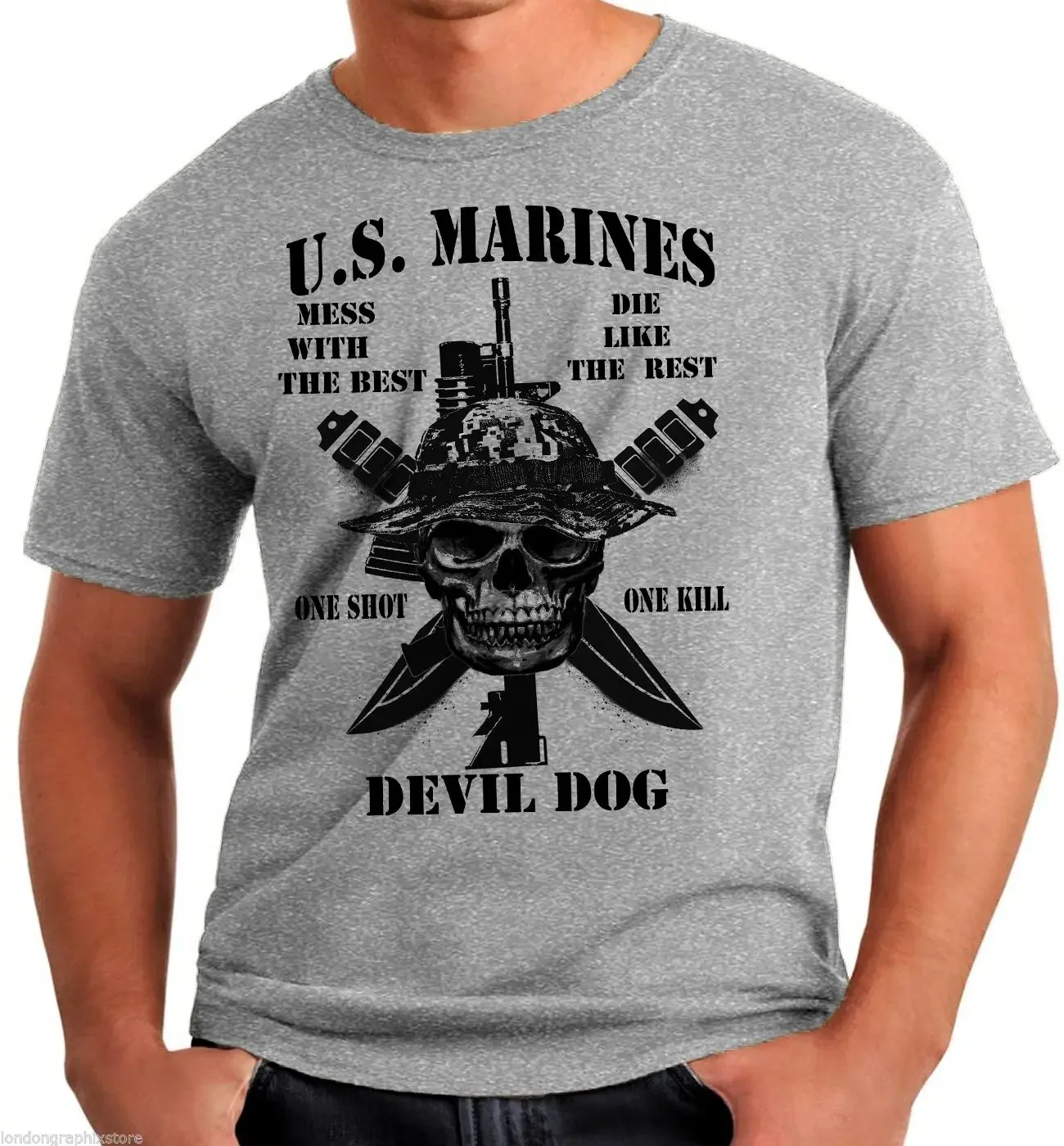 US Marines Corps Semper Fidelis Devil Dog Military Veteran T-Shirt 100% Cotton O-Neck Summer Short Sleeve Casual Mens T-shirt