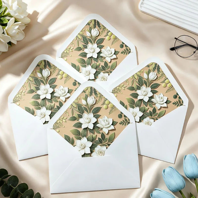 50pcs White Printed Envelope 13x18cm for Wedding Invitation Business Activity Birthday Cards Gift Packaging Message Crads Letter