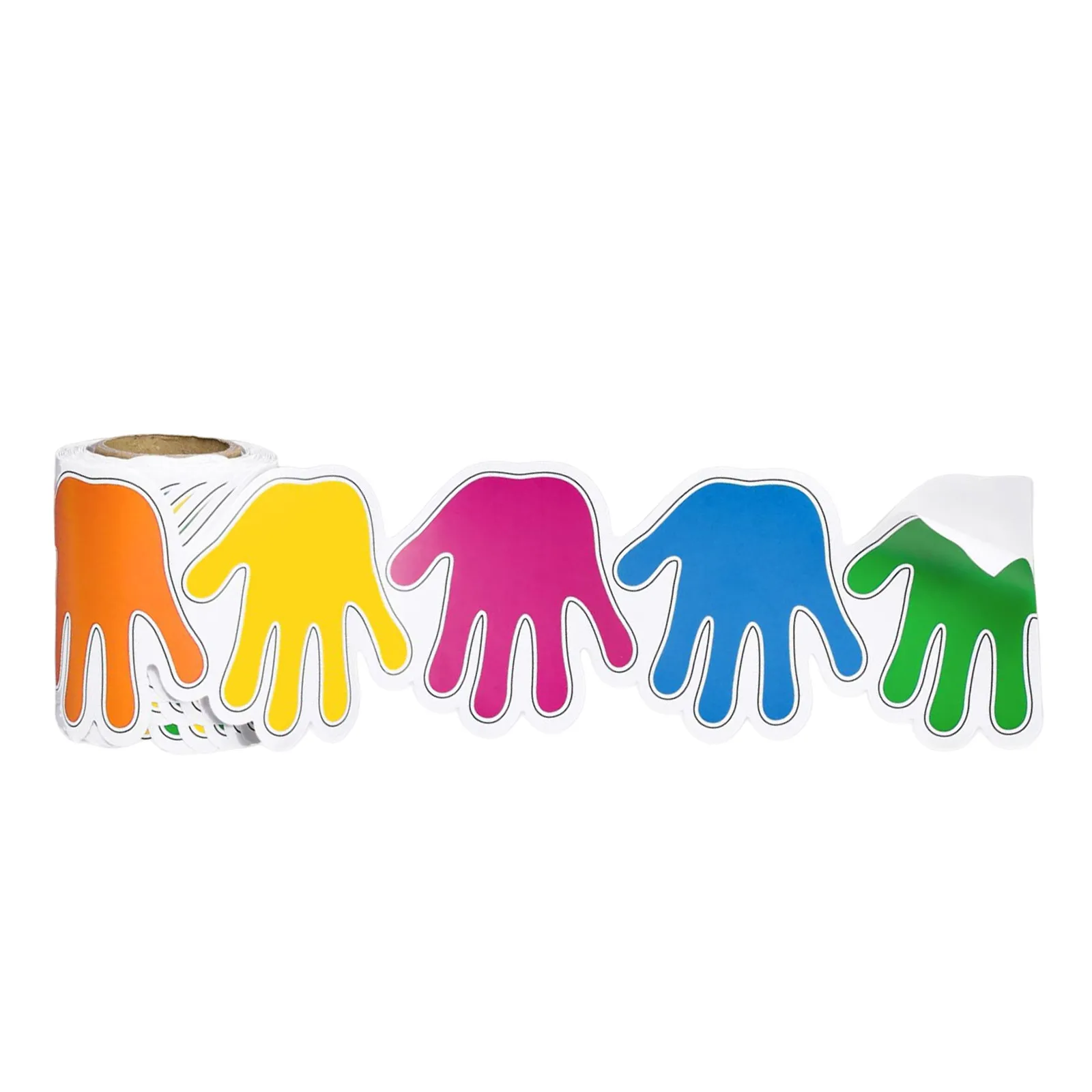 1 Roll Colorful Handprint Bulletin Board Borders Decorative Self Adhesive Border Trim Classroom Birthday Chalkboard Display