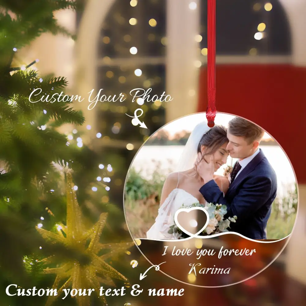 1 Stück personalisierter runder Acryl-Schlüsselanhänger mit individuellem Foto und Namen, Acryl-UV-Prozess, Thanksgiving, Vatertag, Valentinstag