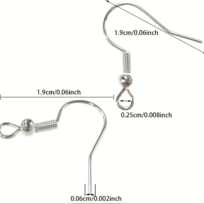 120pcs Silvery Earring Hooks Hypoallergenic Silver Jewelry Making Supplies Findings Ear Wires Fish Hooks Nickel Free