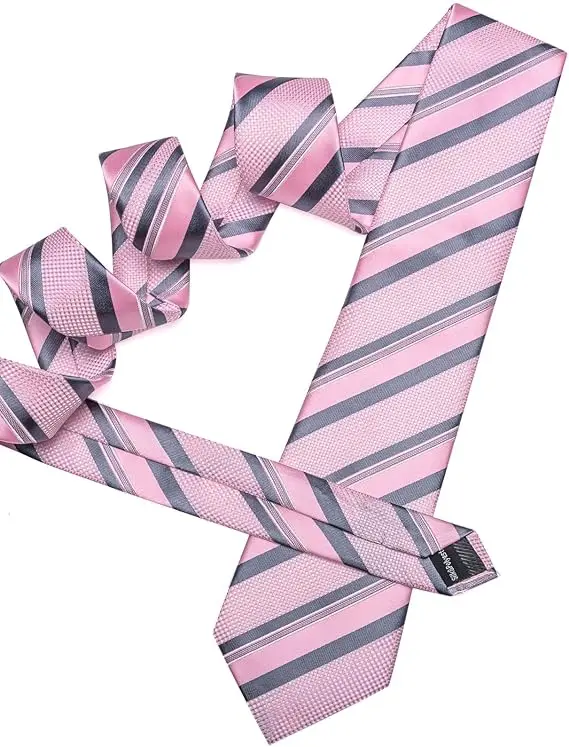 Fashion Diagonal Striped Tie Set for Men Formal Party Business Wedding Necktie Handkerchief Cufflinks 3PCS Suit Accessories