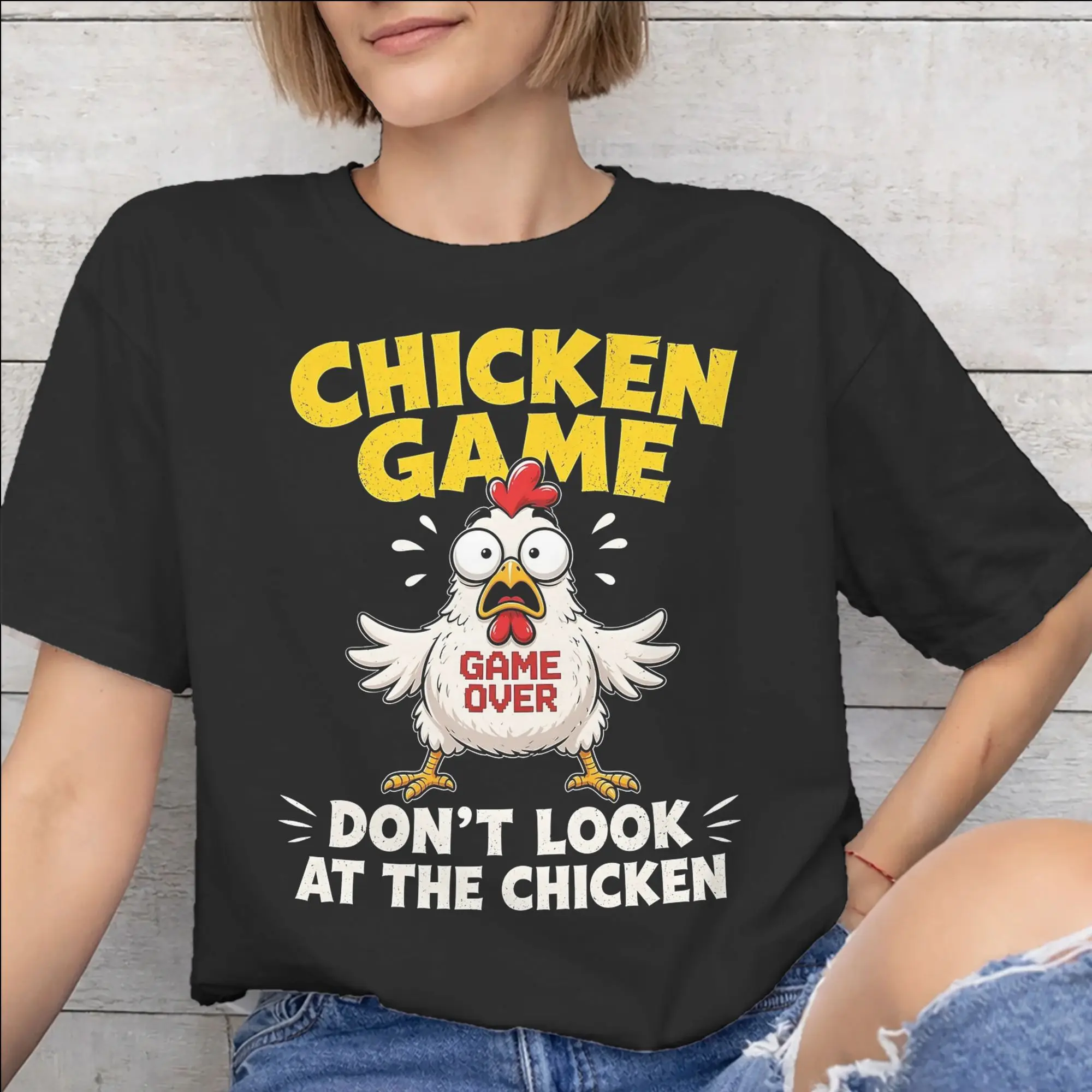 Chicken Game Dont Look At The Chicken Fashion T Shirts for Men Women  Cotton  Tee Shirt Clothing