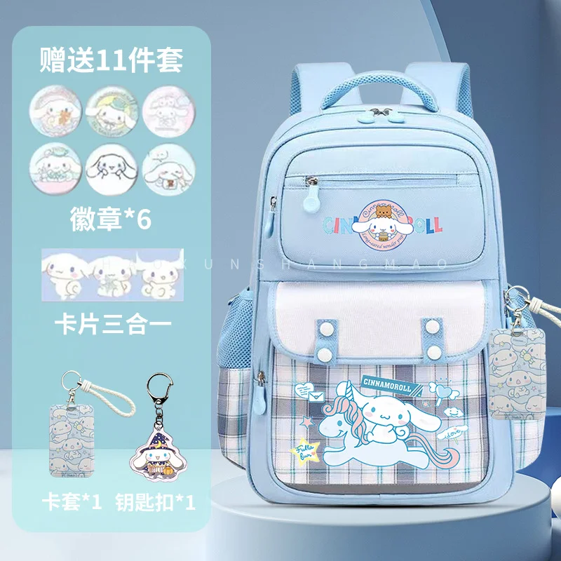 Sanrio Anime Cinnamoroll Backpacks for Children Kawaii Toys Large Capacity Girls Cute Lightweight Spine-Protective Backpack