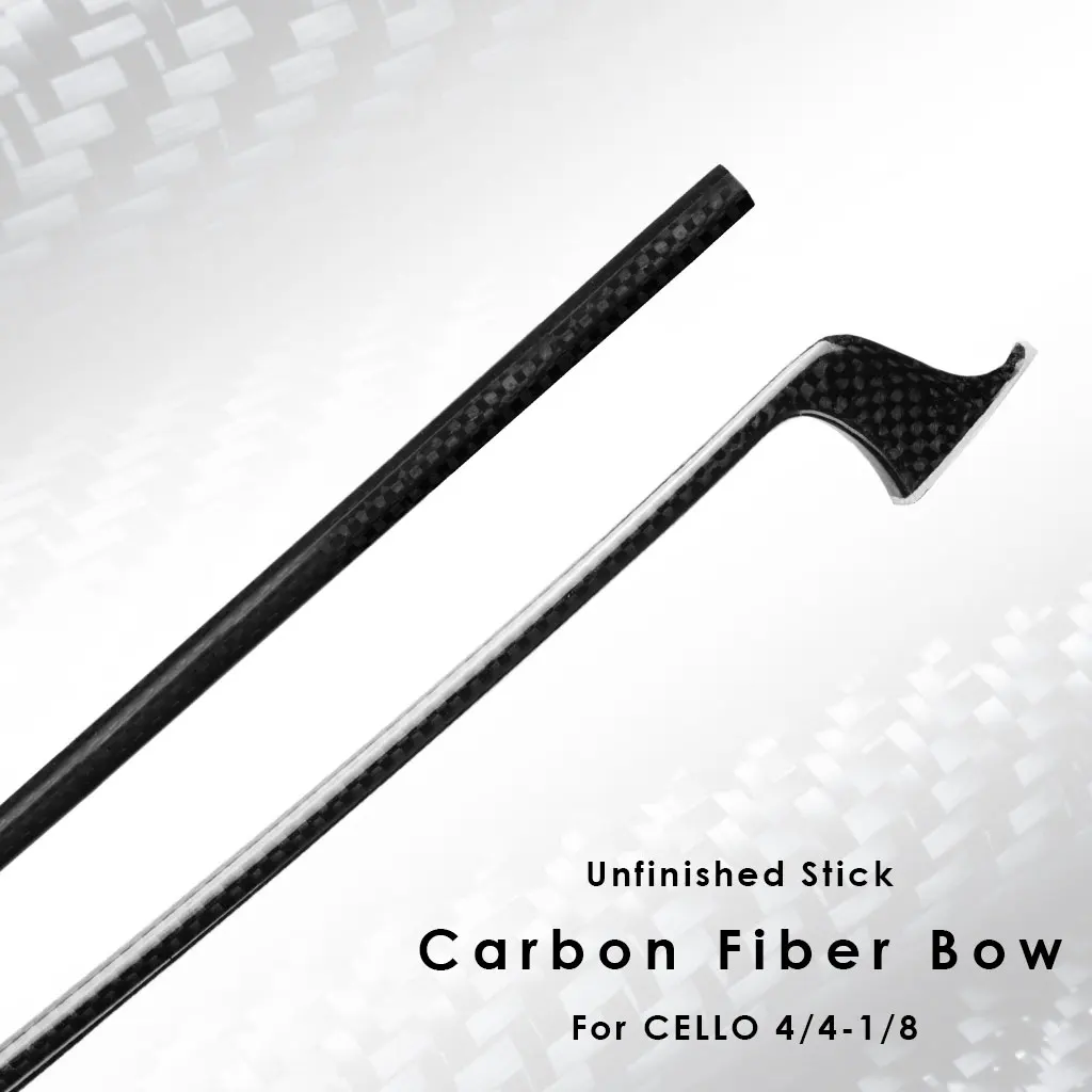 Unfertiger Carbonfaser-Cellobogenstab mit hervorragender Balance zum Selbstbau von Cello-Bögen (Arco) für 4/4, 3/4, 1/2, 1/4, 1/8 Cello, bereit für die Spitze