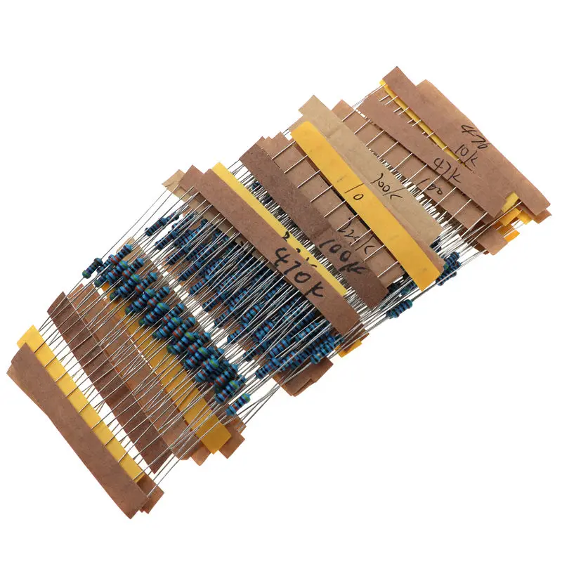 300/600 قطعة 1% المقاوم مجموعة المقاومة 1/4 واط المعادن فيلم المقاومات عدة 10Ohm ~ 1 متر أوم 30 القيم مجموعة المكونات الإلكترونية #5