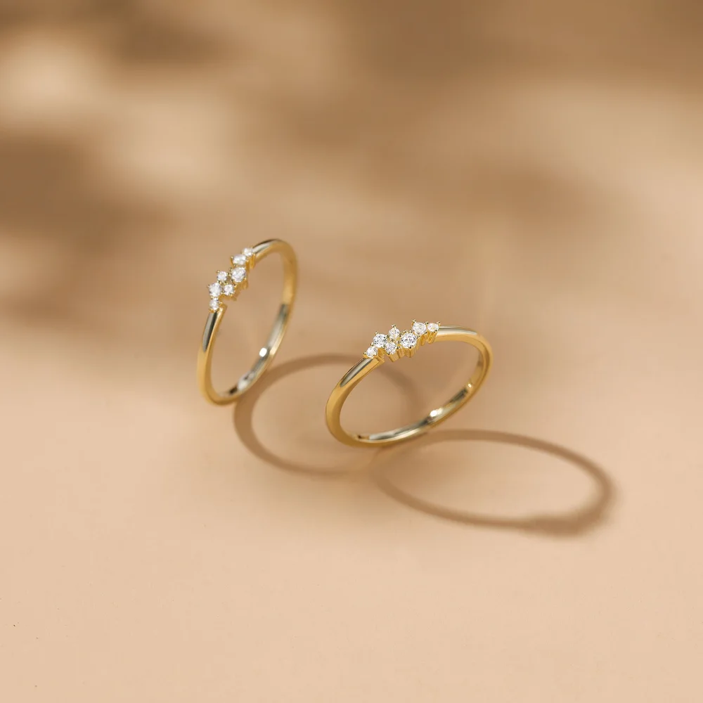 Trumium-Anillos de Compromiso de circonia cúbica para mujer, Plata de Ley 1,5, chapado en oro de 14K, banda de boda delicada y apilable, 925mm