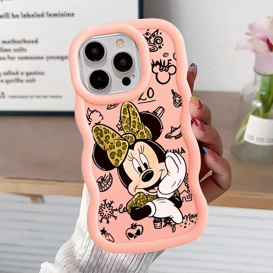 Disney Leopard Print Minnie Cassa Del Telefono per Apple iPhone 11 16 13 15 12 14 Pro Max 7 XR X XS 13 12 Mini 14 Plus 8 Copertura In Silicone