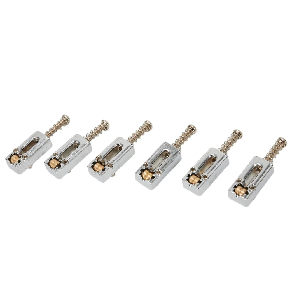 

Electric Guitar Chrome Bridge Saddles, Set Of 6, Zinc Alloy Material, Prevent String Breakage, Enhance Tone And Sustain