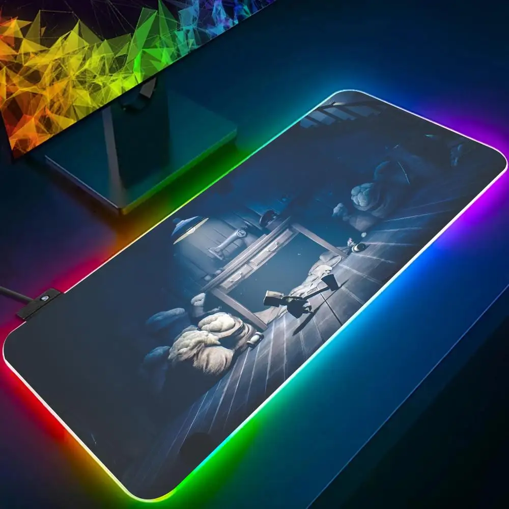 Game L-Little N-Nightmares Mouse Pad RGB Glow Personality Picture Custom PC Table Mat Carpet Mat Game Player Dedicated LED