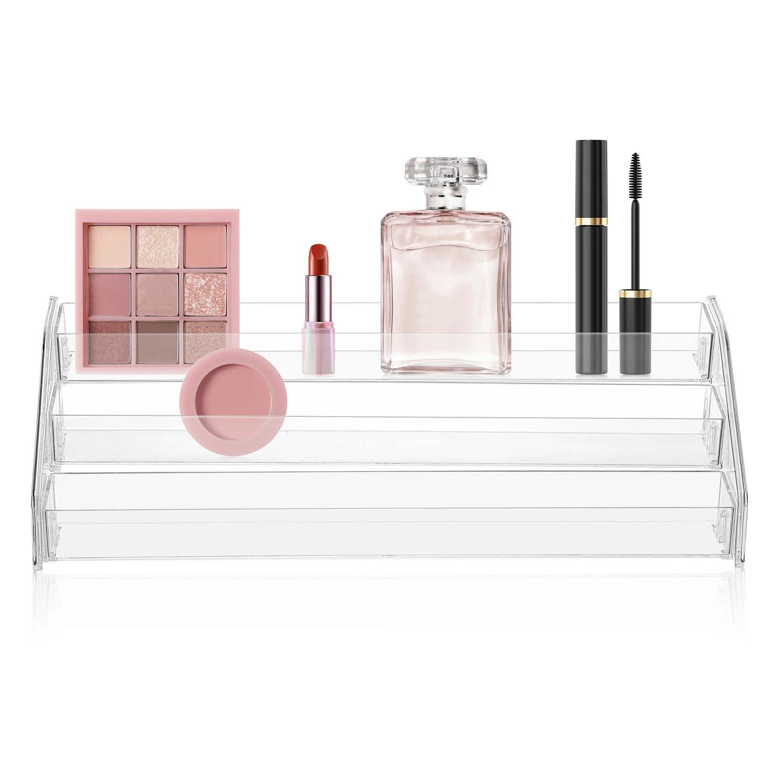 

Clear Acrylic Eyeshadow Palette Organizer Vanity Storage Box for Makeup Lotion Perfume Nail Polish Holder Compact Size