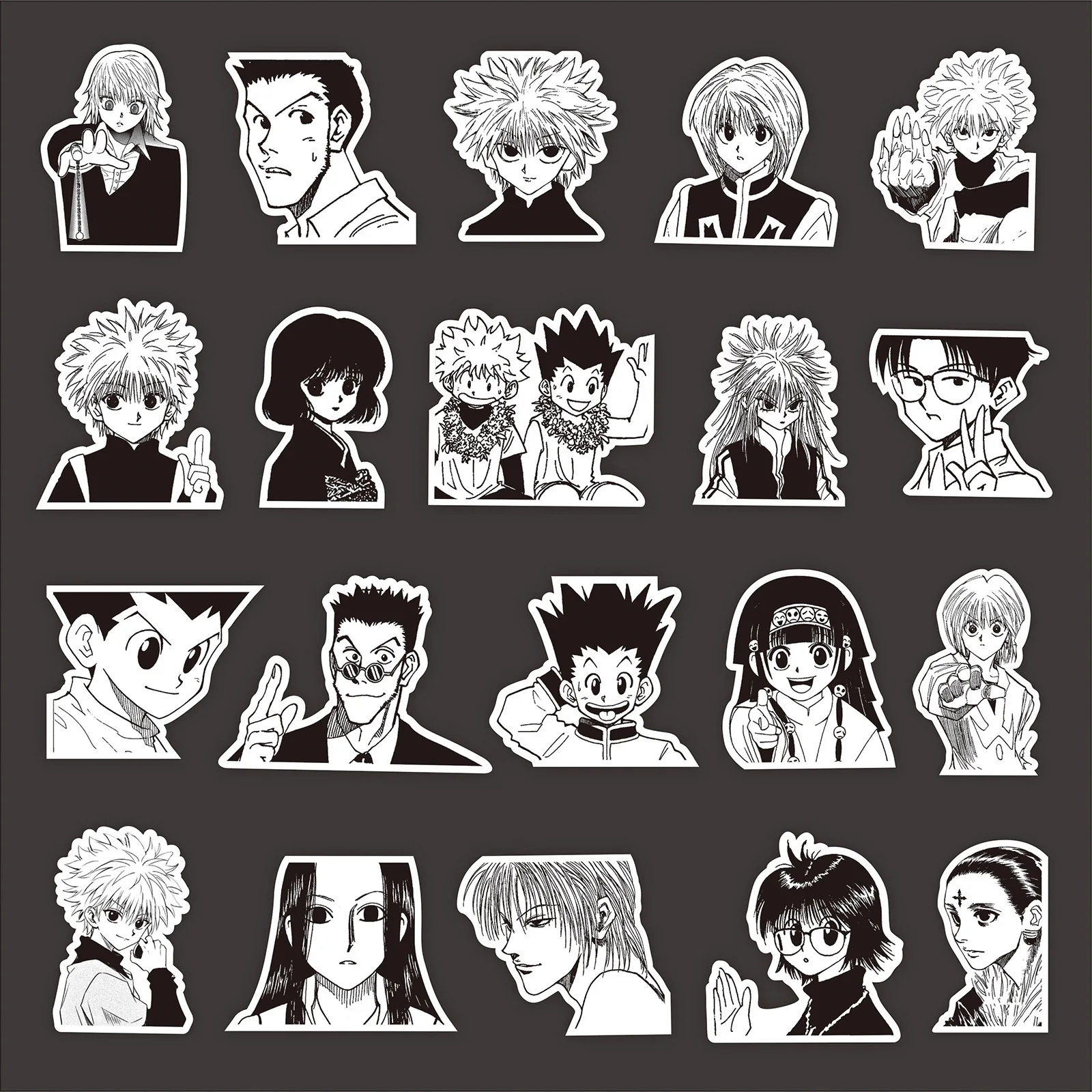 70PCS Black and White Anime Hunter×Hunter Graffiti Stickers Decals Kids Toys Phone Case Skateboard Guitar Sticker Decoration