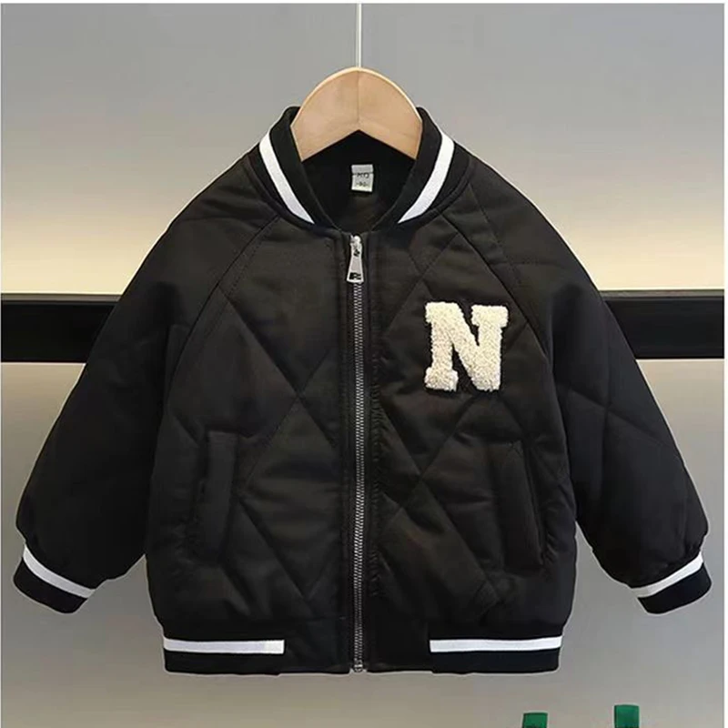 New Autumn Winter Boys Baseball Jacket Thick Keep Warm Outdoor V-neck Coat For Kids Children Sport Outerwear Birthday Present - view 2