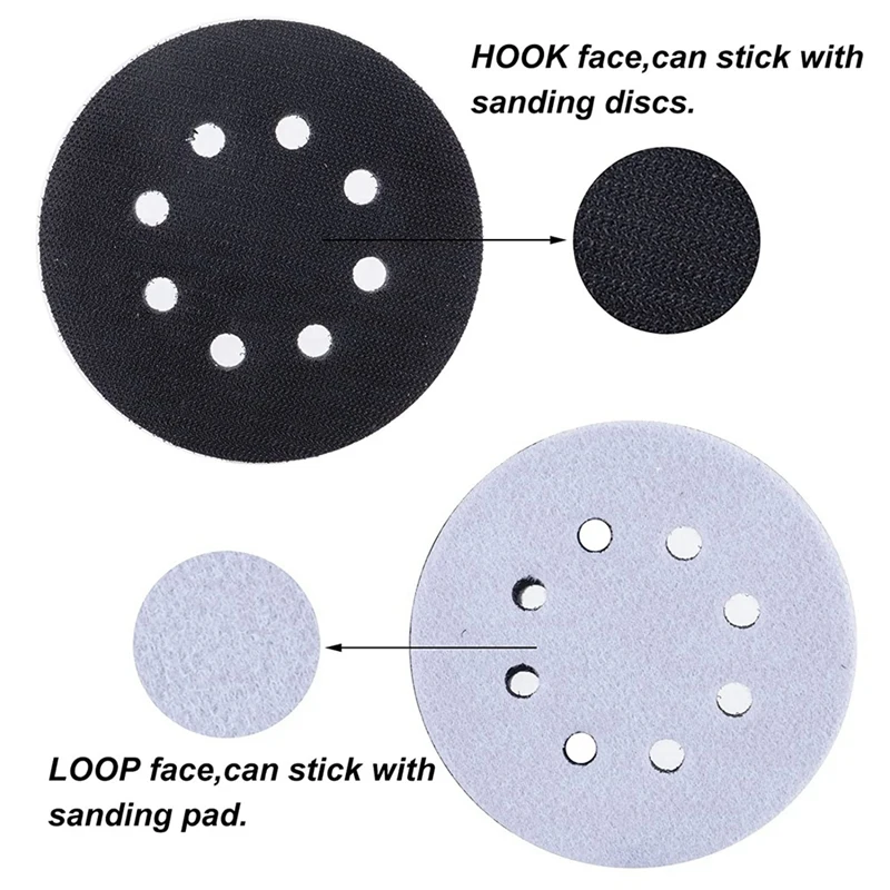 6PCS 5 Inch 125mm 8-Hole Soft Sponge Interface Pad for Sanding Pads and Hook Loop Sanding Discs for Polishing