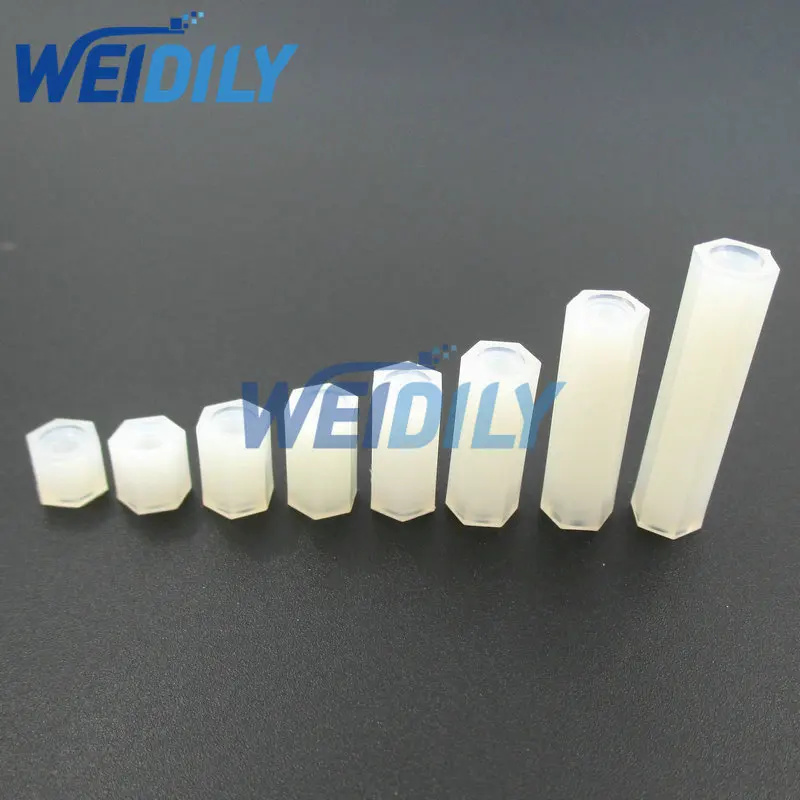 50PCS White Plastic Nylon M3 Hex Column Standoff Spacer Screw For PCB Female Stand-off M3 Hex Screw M3*5/6/8/10/12/15/20/25mm+6