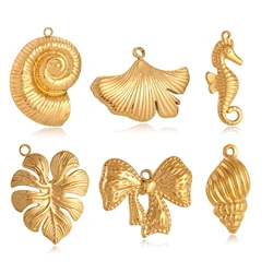 3Pcs Big Size Monstera Leaf/Conch/Shell Charms Stainless Steel Ocean Pendants Fadeless Charm Diy Necklace Earring Jewelry Making