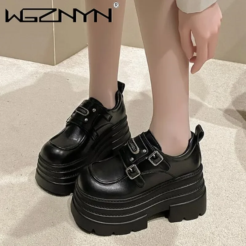 New Spring 10CM Platform Women Loafers Shoes Flats Casual Walking Shoes Woman 2025 Designer Leather Sneakers Mujer Zapatos Pumps